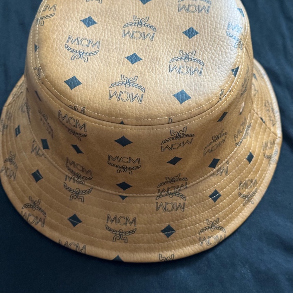 MCM Beige Monogram Bucket Hat